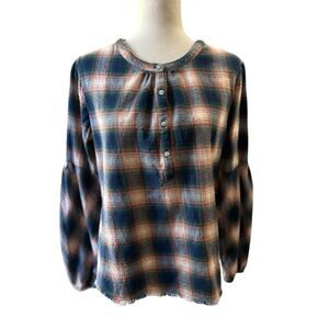 Sundance Plaid Crew Neck Sweater - Blue and Red